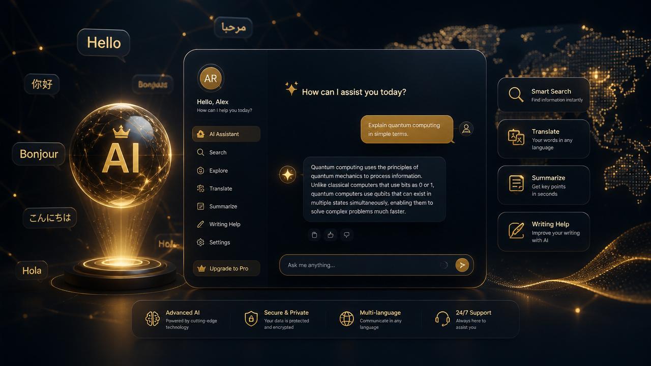 AI assistant and multilingual chat engaging website visitors