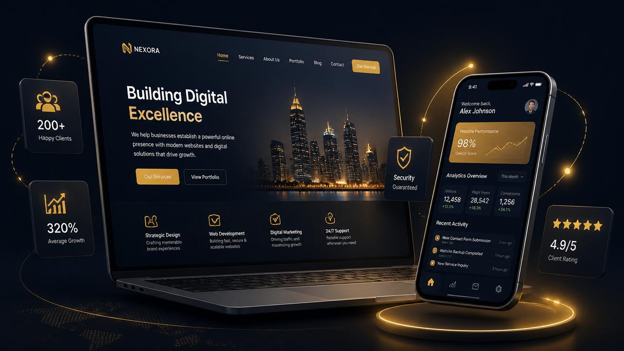 Modern website and mobile app building online presence